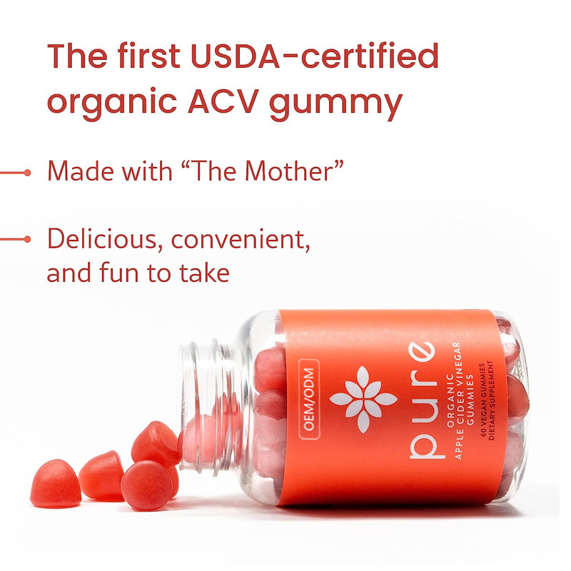 FDA 사과 식초 검미 베간 날것 데톡스는 60 Ct ACV 검미를 지원합니다