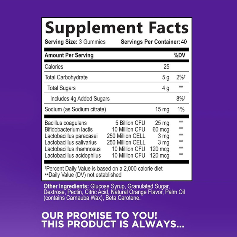 OEM 매일 프로바이오틱스 Gummies For Women & Men Extra Strength 5 Billion CFU 매일 프로바이오틱스 Gummy 보충제