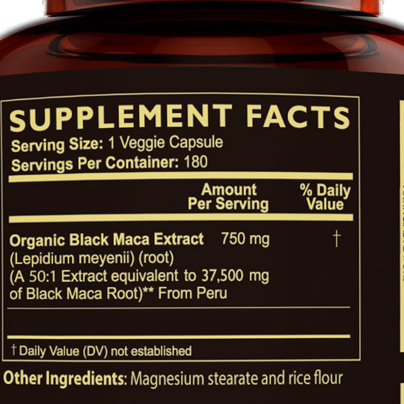 마카 뿌리 캡슐 체력 증진 750mg 블랙 마카 추출물 에너지 공급