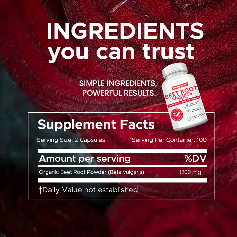 OEM 피압을 지원하는 비트 뿌리 캡슐 1200mg 비트 뿌리 분말 캡슐