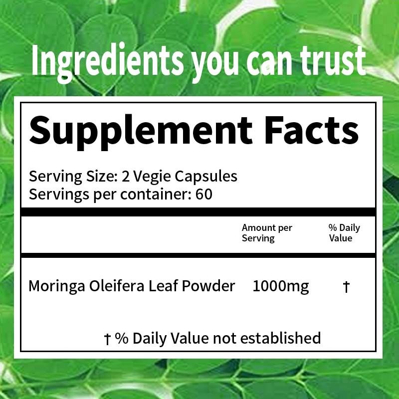 OEM Single Origin Moringa Powder Organic Moringa Leaf Supplement Energy Metabolism & Immune Support Moringa Capsules