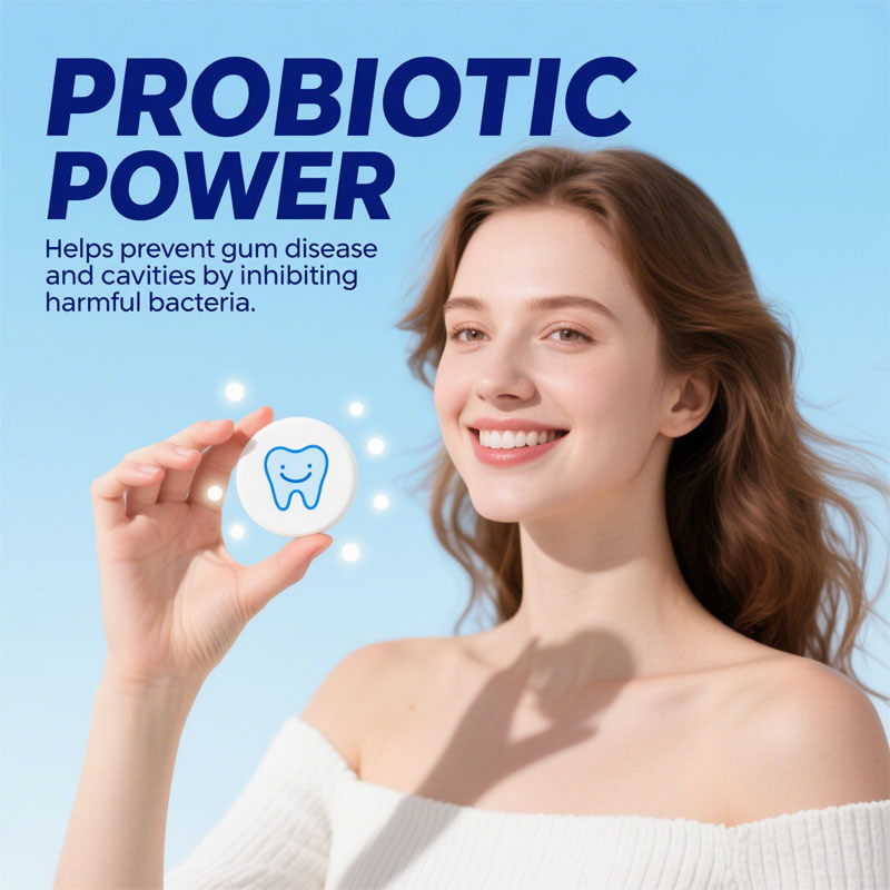 공장 제조 치약 정제, 프로 바이오 틱스와 플루오 라이드 및 플라스틱이없는 나노 하이드 록시 아파타이트, 에코 및 여행 친화적 인 크기, 씹을 수있는 치약 탭, 맞춤형 공식을 재구성합니다.