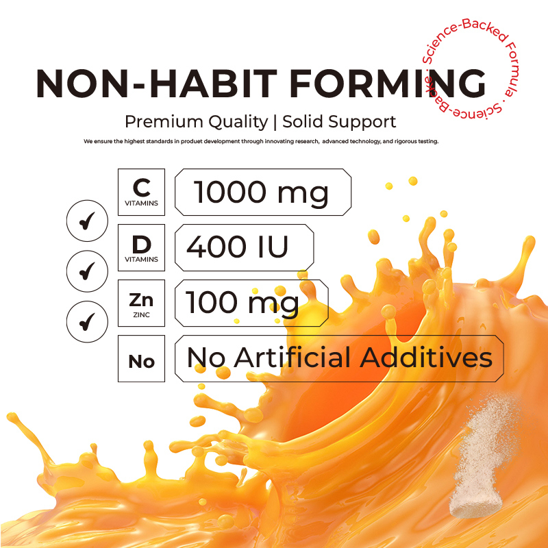 Triple Action Effervescent Tablet OEM Factory Vitamins Supplement for Adult Seasonal Immune Support Maintains Immune Function