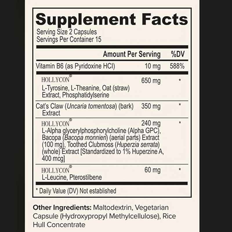 OEM 포커스 캡슐 L-테아닌 비타민 B6 기억력 정신 명확성 및 인지 향상 노트로픽 뇌 보충제