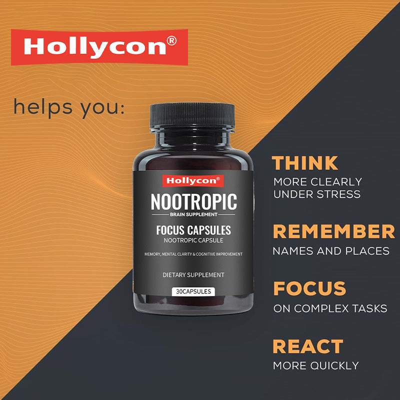 OEM 포커스 캡슐 L-테아닌 비타민 B6 기억력 정신 명확성 및 인지 향상 노트로픽 뇌 보충제