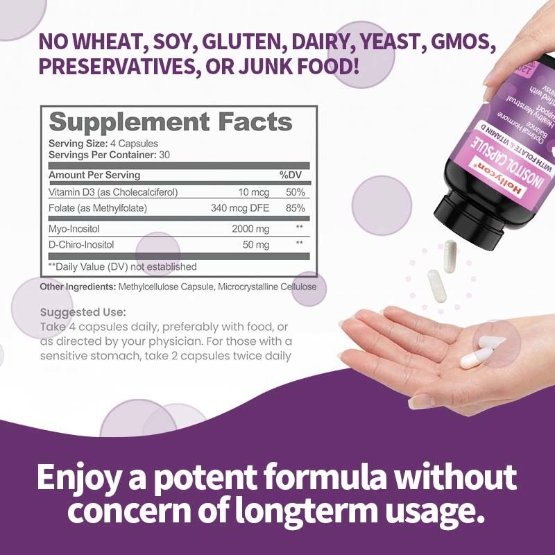 OEM 프리미엄 이노시톨 보충제 이노시톨 플러스 비율 건강한 호르몬 균형 & 건강한 난소 지원 여성 인노시톨 캡슐