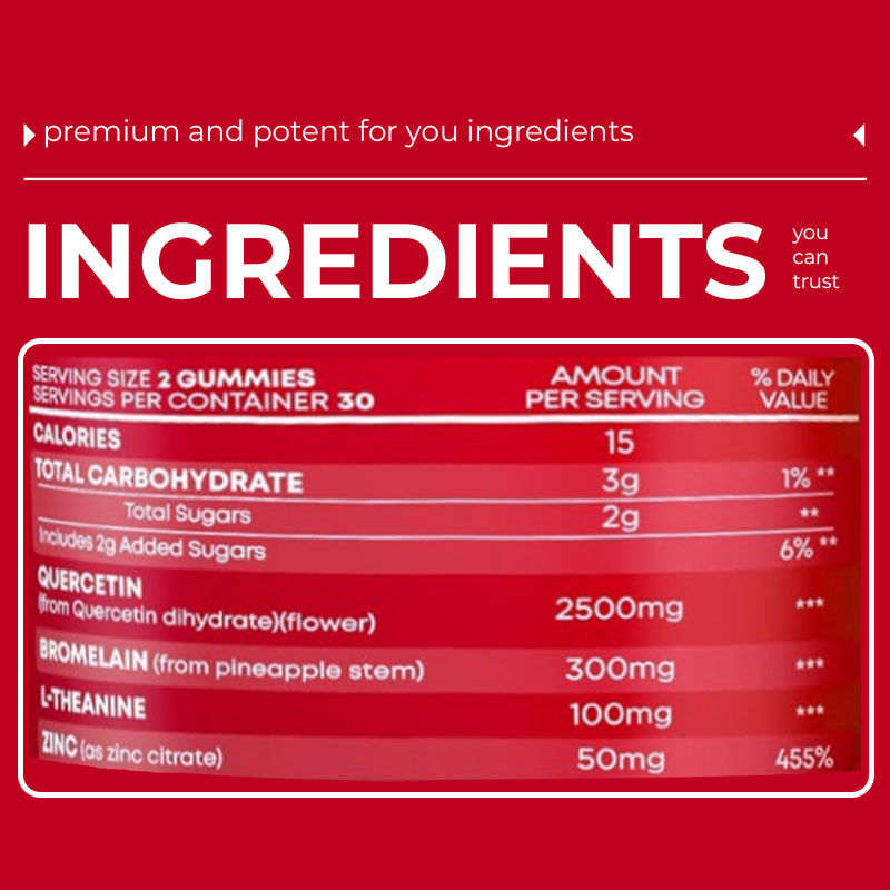 개인 레이블 브로멜린 L-테아닌 진크 보충 식품 채식 식품 어린이 성인 퀘르세틴 고기