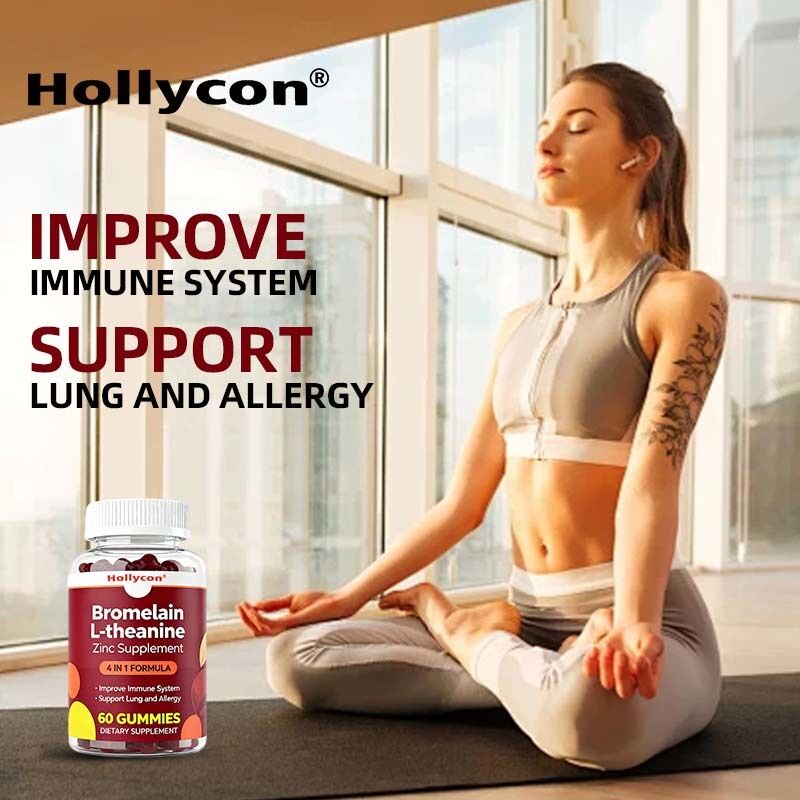 개인 레이블 브로멜린 L-테아닌 진크 보충 식품 채식 식품 어린이 성인 퀘르세틴 고기