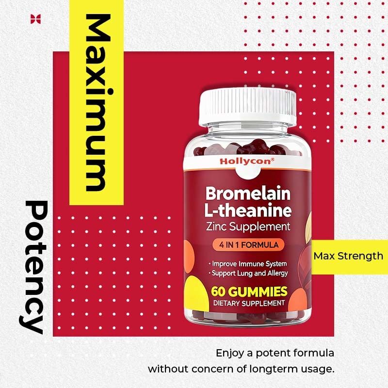 개인 레이블 브로멜린 L-테아닌 진크 보충 식품 채식 식품 어린이 성인 퀘르세틴 고기