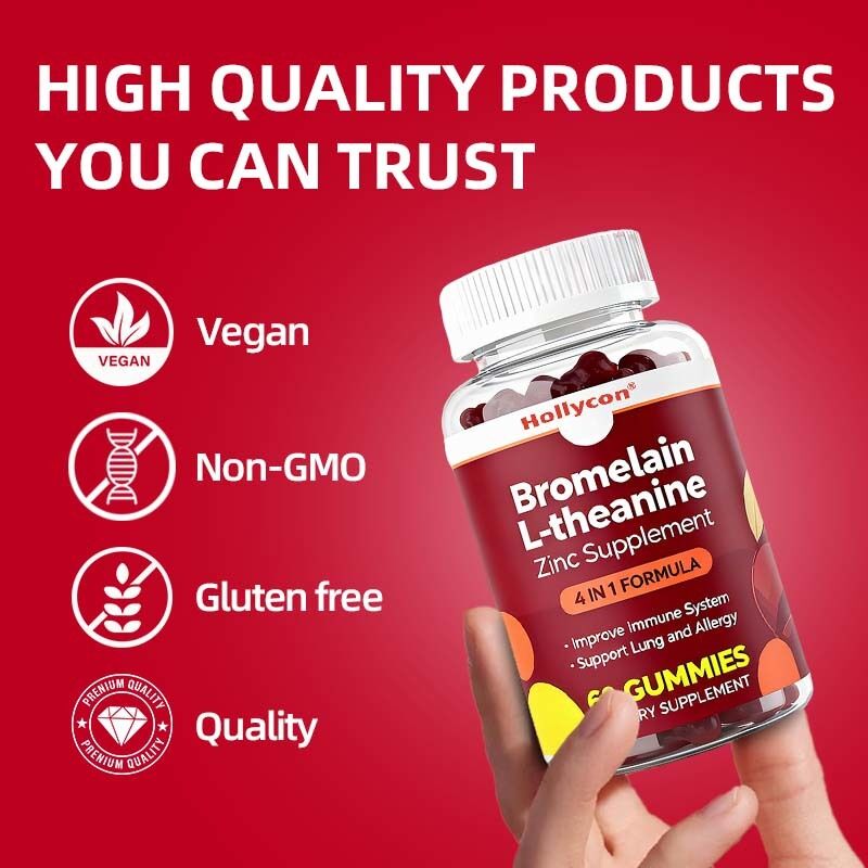 개인 레이블 브로멜린 L-테아닌 진크 보충 식품 채식 식품 어린이 성인 퀘르세틴 고기
