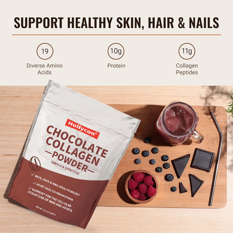 OEM 콜라겐 펩타이드 파우더 헤어 스킨 네일 관절 지원 제1형 및 제3형 풀먹인 콜라겐 보충제 초콜릿 콜라겐 파우더