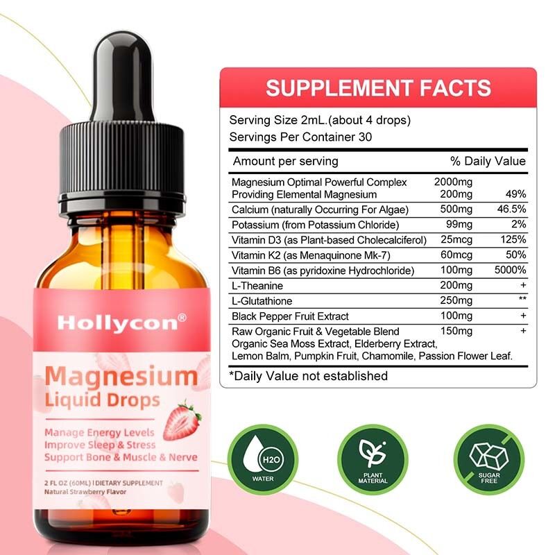 High Potent Magnesium Complex Supplement for Improve Sleep  and Bones & Muscle Growth Support Magnesium Liquid Drops