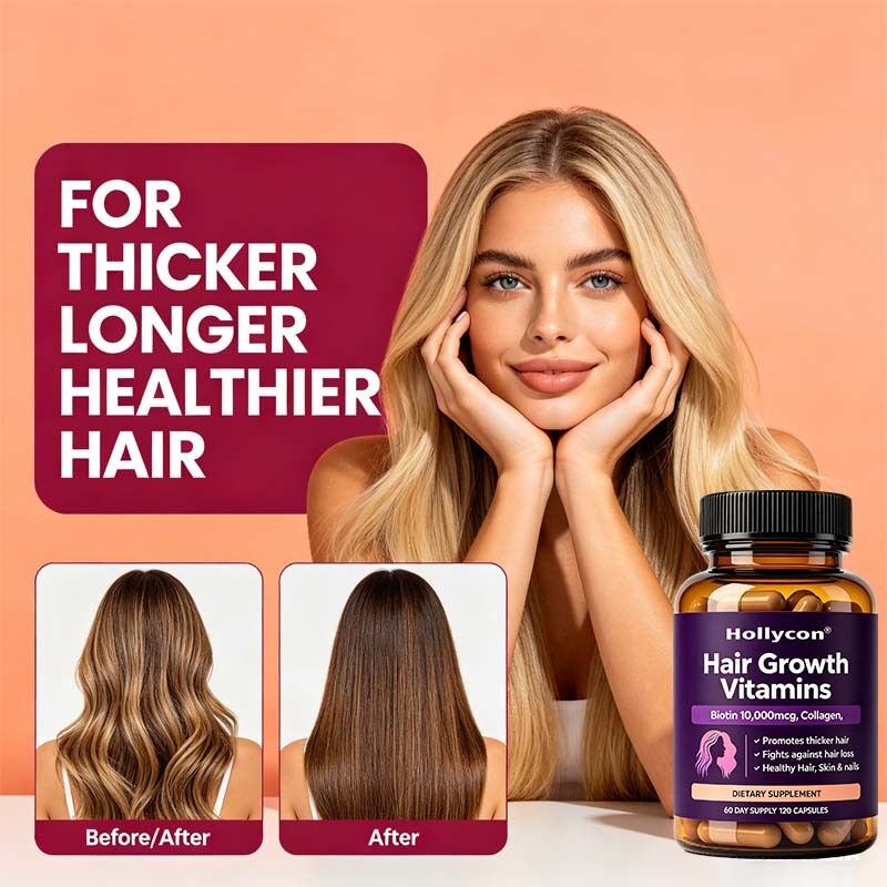 OEM/ODM Hair Growth Vitamins for Women with Biotin, Collagen, Saw Palmetto, Stronger & Healthier Hair, Skin and Nails Support