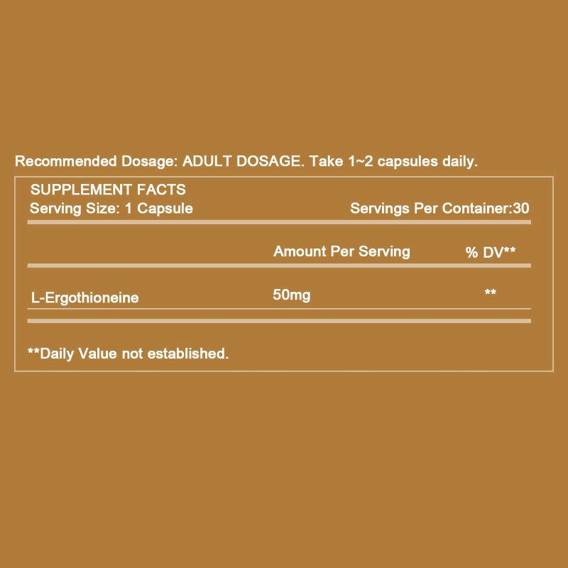 High Purity 99% L-Ergothioneine Capsules for Cellular Wellness Support with OEM Private Label Service
