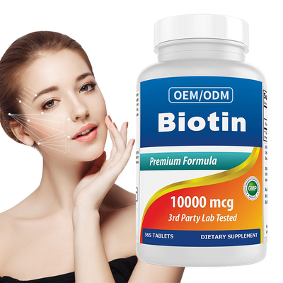 코스토미즈레드 비오틴 비타민 B7은 건강모 피부와 손톱 10000mcg 365를 태블릿으로 승진시킵니다