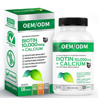 힘센 비오틴이 건강모 피부 손톱 더 강한 뼈 관절 치아를 위해 보충한 칼슘 10000mcg