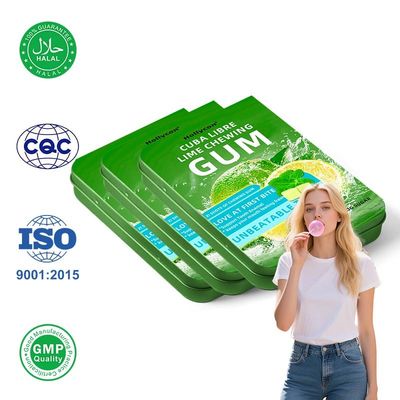 개인 라벨 모히토 칵테일 맛으로 채워진 럼 껌 주석 설탕이없는 모히토 라임 껌을위한 치아 에나멜 지지대