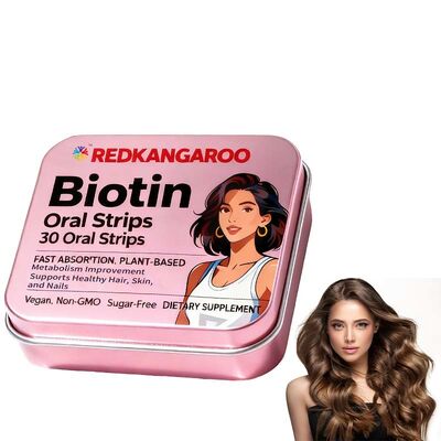 Biotin Oral Strips - Fast-Absorbing, Vegan, Non-GMO, Sugar-Free - Supports Healthy Hair, Skin, and Nails - Delicious Orange Flavor - 30 Count Private Label, OEM Available, Factory Price